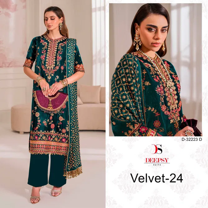 32223 Velvet 24 By Deepsy Suits Embroidery Velvet Pakistani Suits Orders In India